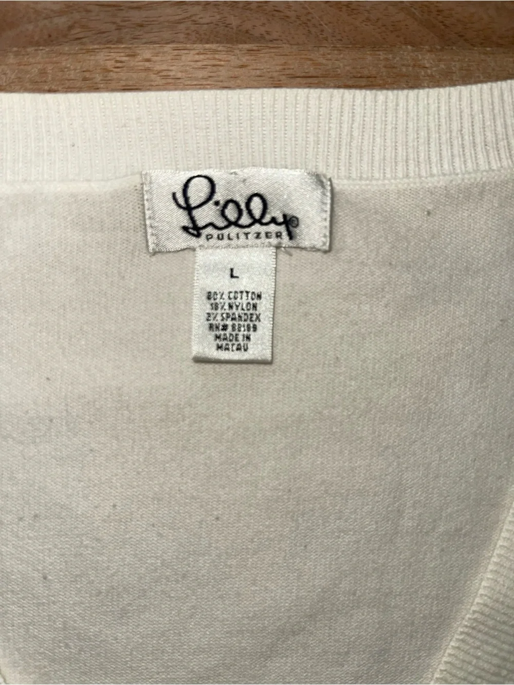 Lilly Pulitzer White V‑Neck Sweater | Women’s Large